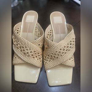 Dolce Vita cream woven heels